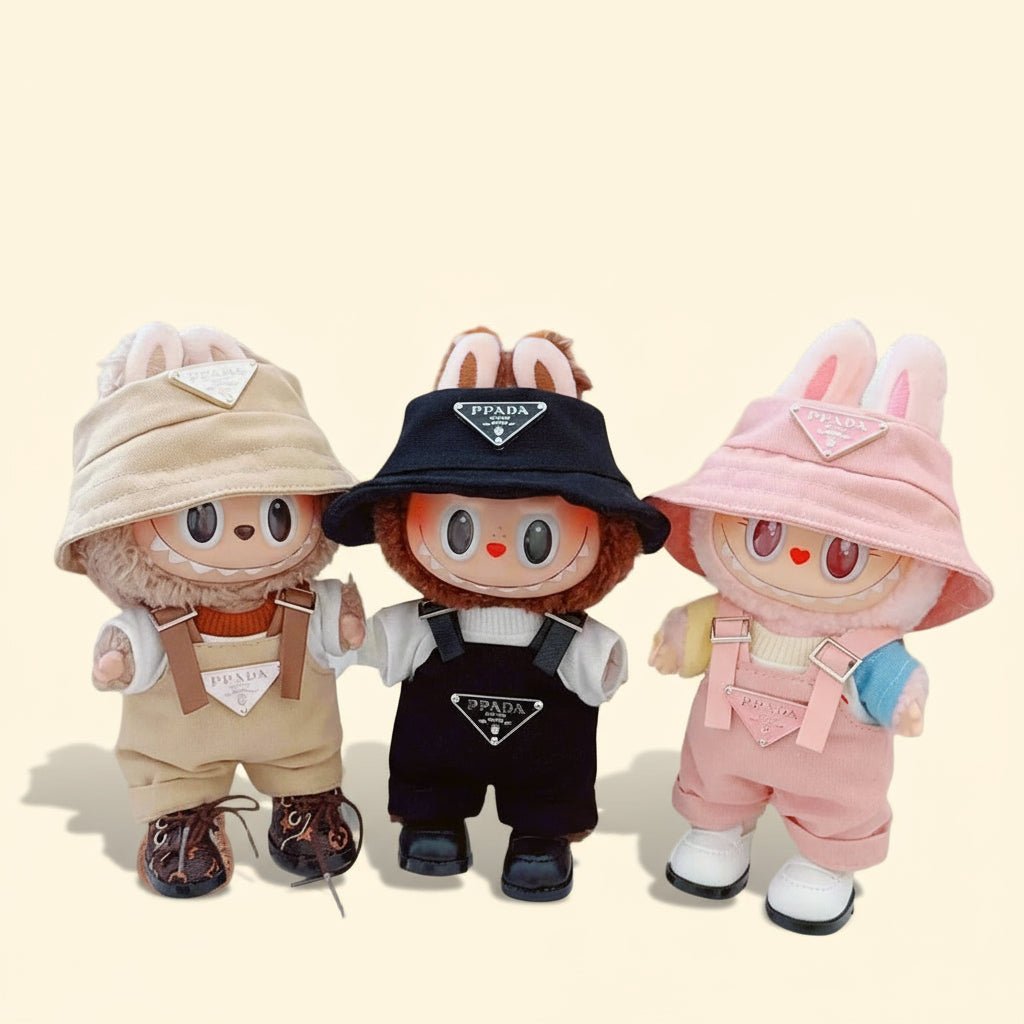 Stylish Outfit Set for Labubu Figure – Bucket Hat & Overalls - ImLabubu
